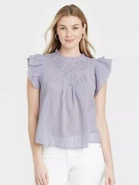 Target Lavender Eyelet Ruffle Sleeve Camisole